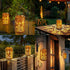 Hummingbird 2 Pack Brizled Solar Lantern Lights, LED Hollow Out Hanging Lantern Lights Outdoor, Warm White Solar Garden
