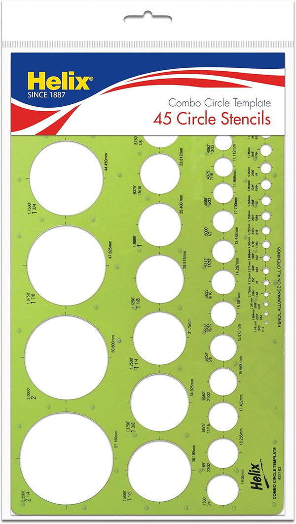 Helix Combo Circle Plastic Drawing Template, Essential Drafting Tool for Artists