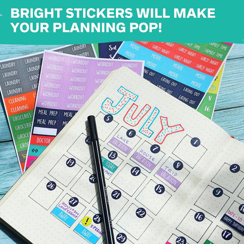 Practical Planner Stickers Value Pack, 48 Sheets, 6 Months of Aesthetic Agenda Stickers for Weekly Planner