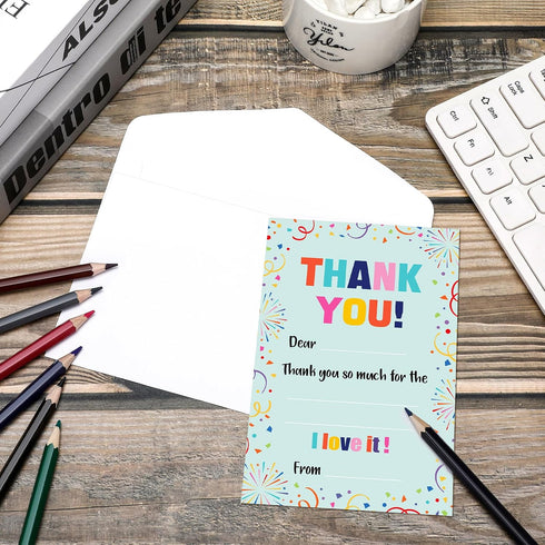 72 Eaasty Pieces Mother's Day Thank You Cards Fill in The Blank Thank You Note with Envelope Colorful Thanks