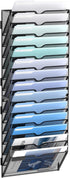 Wall File Organizer, 14 Tier Hanging File Holder, Black Wall Mounted Mail Organizer for Office and Home