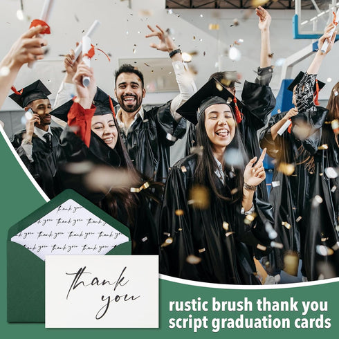 50 4 6 AZAZA PK Thank You Cards with Envelopes,Green Envelopes and Gold Stickers Thank You Notes,Minimalistic Thank You