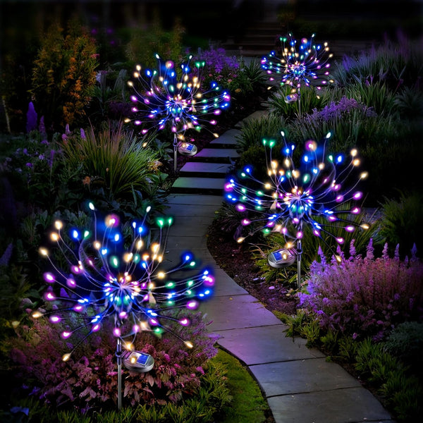 Anordsem Solar Lights Outdoor Decorative: Bendable Copper Wire with 120 LED Firework