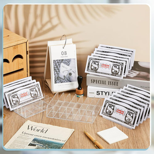 Geetery 4 Pcs Clear Acrylic Cash Tray for Cash Stuffing, Mail Sorter Organizer for Desk, Envelope, Bill, and Business