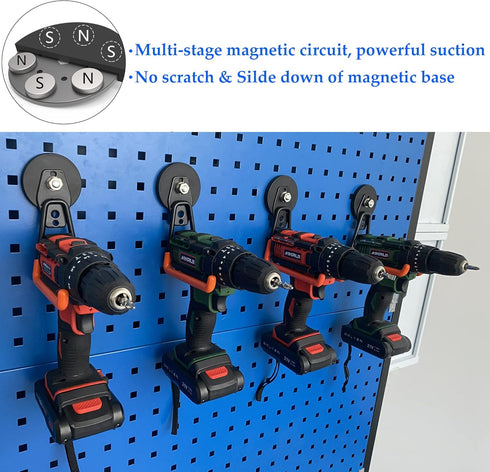 Organization,2 Pack ULIBERMAGNET Magnetic Power Tool Organizer,Cordless Drill Garage Hook Heavy Duty,Large & Strong