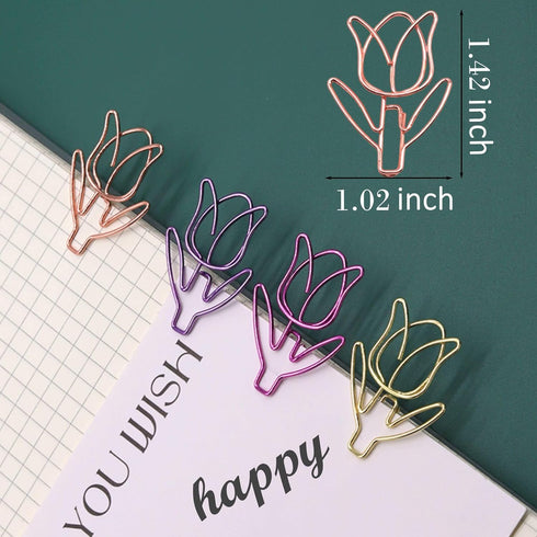 Cute Paper Clips, Colorful Metal Flower Shaped, 20 Pcs with Box, Ideal for School, Party, Wedding