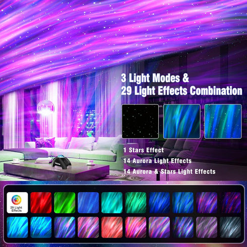 Vinwark Northern Lights Aurora Projector for Bedroom with Music Bluetooth Speaker and White Noise, Galaxy Projector