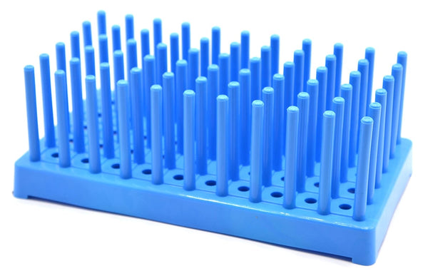 EISCO Blue Plastic Peg Drying Rack, Pack of 2, Holds 50 16mm Test Tubes