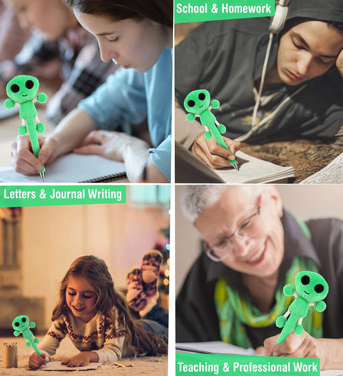 DolliBu Alien Plush Pen Cute and Soft Green Alien Stuffed Animal Ballpoint Novelty Pen Toy, Writing Pen Instrument