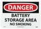 NMC - D672RB D672AB DANGER - BATTERY STORAGE AREA NO SMOKING Sign, 14 in. x 10 in., Red/Black Text on White