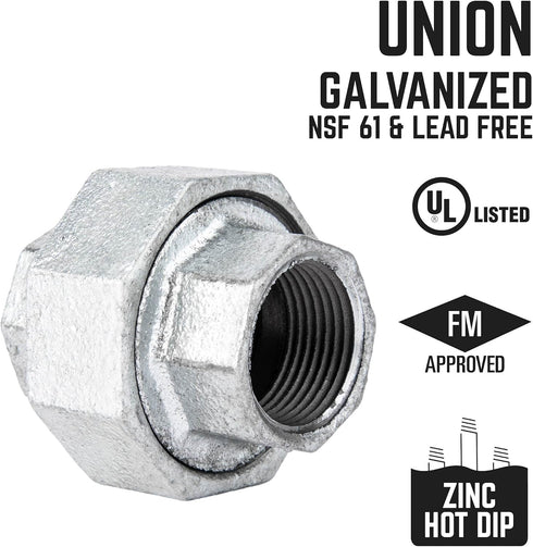 PIPE DÉCOR 3/4 in. Authentic Galvanized Malleable Iron Union 4 Pack for DIY Pipe Furniture