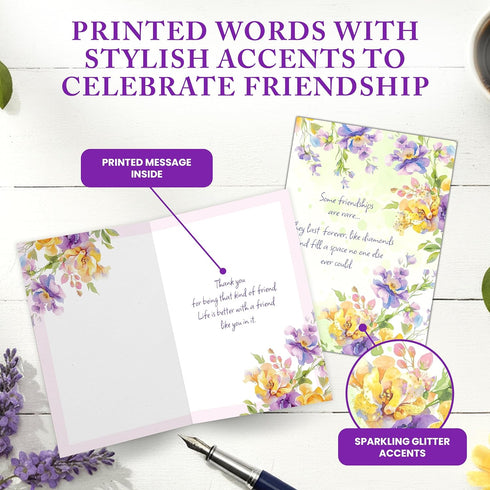 8 Pack 5x7in 4 Decorably Glittery Assorted Friend Card with Envelopes & Stickers - Cute Folded Life is Better with a