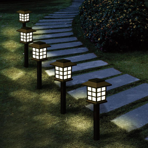 8 Pack Outdoor Solar Powered LED Garden Lights Landscape Lighting Waterproof Stake Path Lights for Patio Yard Backyard