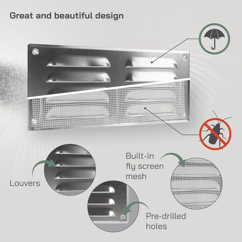 Vent Systems 10" x 4" Inch Aluminum Air Vent Cover, Quality Air Return Grill for HVAC Home Ventilation