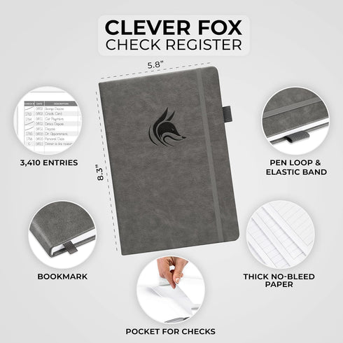Clever Fox Check Register Book - Deluxe Transaction Register, Accounting Ledger Book, Checkbook Register & Checking