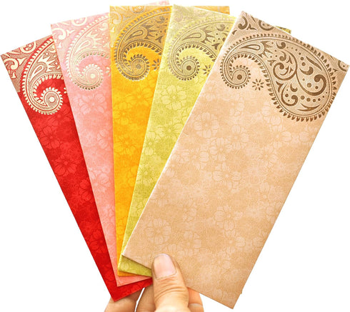ZIG ZAG Elegant Money Gifting Envelopes Pack of 50 Cash Holder Designer Lifafa for Weddings, Multi Color