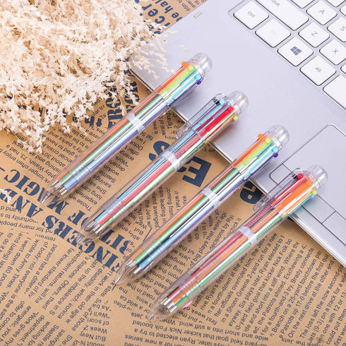 favide 22 Pack 0.5mm 6-in-1 Multicolor Ballpoint Pens, Retractable for Office School Supplies, Kids Party Favors