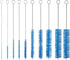 8 Inch Nylon Tube Cleaning Brush Set, (BLUE Variety Pack), 10 Piece Kit, Long Deep Cleaning Brushes with Flexible Handles for Bottles, Straws, Pipes, Keyboards, Glass, Guns and Detailing, Heavy Duty by The Scoopie