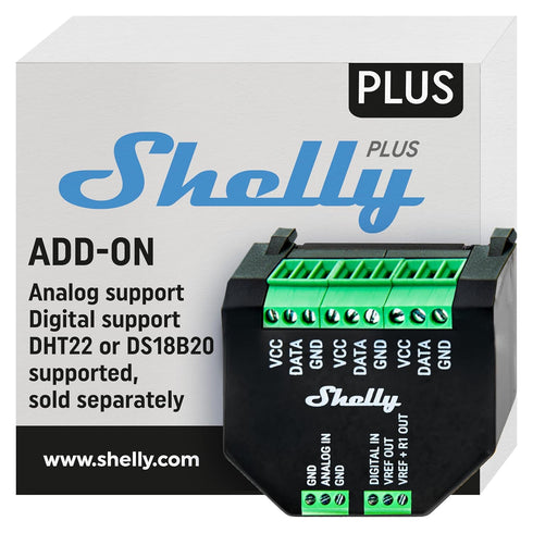Shelly Plus Add-On - Bluetooth for Shelly Plus Devices, Measures Temperature & Humidity, Works with Alexa & Google