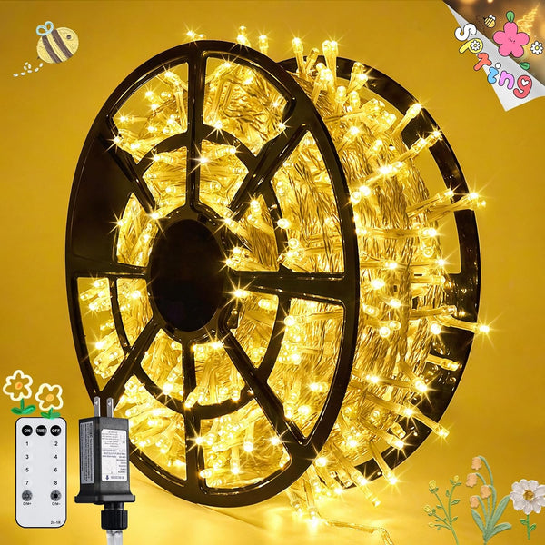 JMEXSUSS 168FT 600 LED Christmas Lights Outdoor Waterproof Clear Wire Indoor String