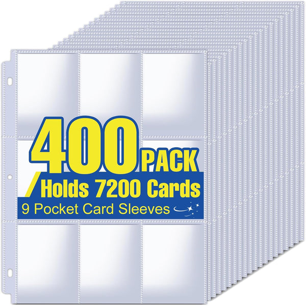 7200 Pockets Card Sleeves Binder Sheets, 9 Pocket Card Sleeves for 3