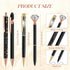Sabary 8 Pcs Ballpoint Pens with Pen Holder, Metal Crystal Diamond Pen, Glitter Pencil Holder, Fancy Black Ink Pens for