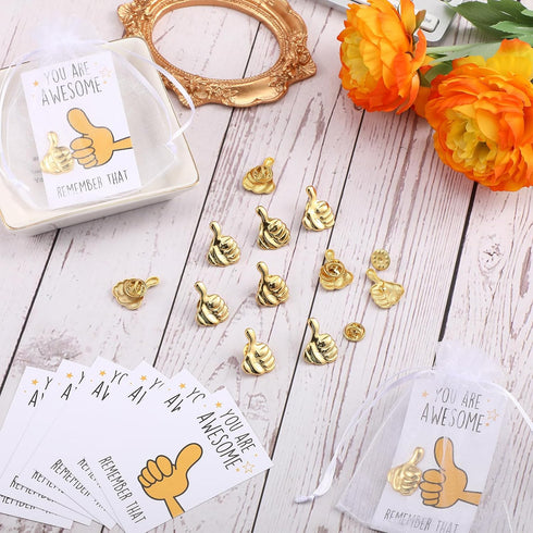 Tondiamo 60 Sets Employee Appreciation Gift Bulk Thumbs up Pin with Thank You Cards Inspirational Employee of The Month