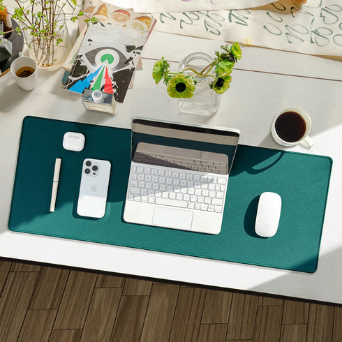 Large Waterproof Gaming Mouse Pad with Durable Stitched Edges, Non-Slip Rubber Base, 15.74"x35.43", Green