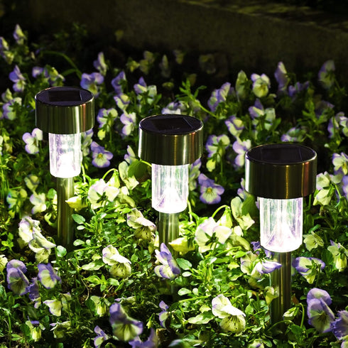 SOLPEX 12 Pack Solar Outdoor Pathway Lights, Stainless Steel Waterproof LED Landscape Lighting for Lawn and Driveway