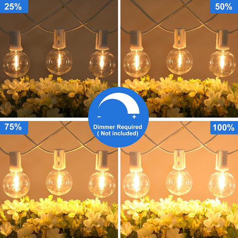 G40 50FT Dimmable 25+2 Bulbs Commercial Bosceos Outdoor LED Globe String Lights Shatterproof Waterproof Patio Lights