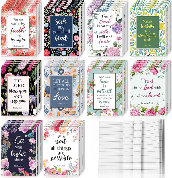 CHENGU 50 Pcs Bible Verse Notebook, Christian Journals Bulk, Inspirational Notepads for Women Men, Pocket Office School