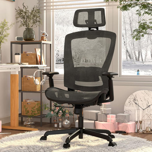ELAMAX Office Chair 1096 Cushion in Grey with Black Frame and Grey Mesh