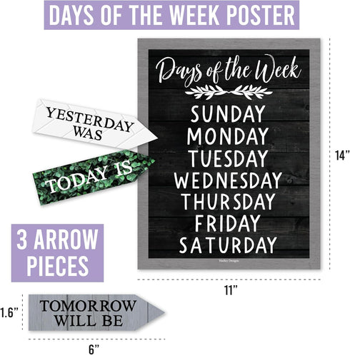 Hadley Designs Farmhouse Classroom Calendar Set - Bulletin Board Calendar for Classroom Decor, Teacher Supplies