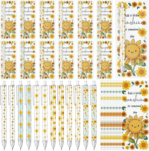 AmazingSpark 24 Set Sunflower Party Favors Retractable Sunflower Pencils 0.7mm Funny Mechanical Pencils