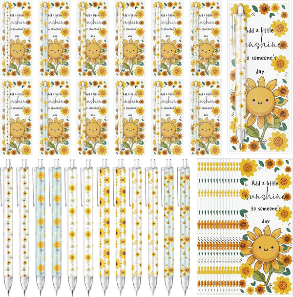 AmazingSpark 24 Set Sunflower Party Favors Retractable Sunflower Pencils 0.7mm Funny Mechanical Pencils