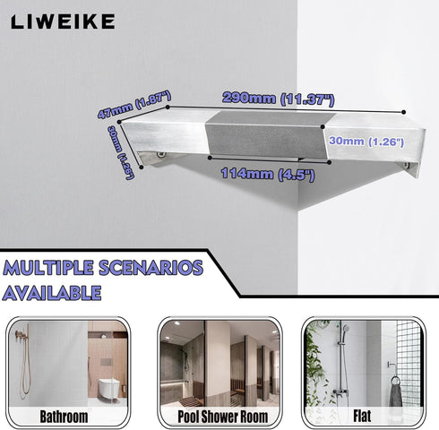 LIWEIKE Brushed Nickel Shower Foot Rest Bar Wall Mount Shower Stool for Shaving Legs Non-Slip Scrub Shower Foot Step