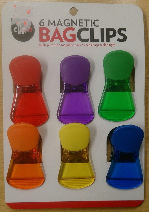 Clip'N Magnetic Bag Clips Assorted Colors for All-Purpose Clips 6 ct
