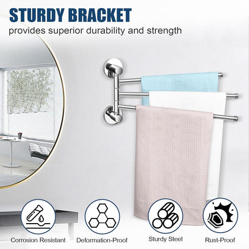 3-Arm Magnetic Swivel Towel Rack, Stainless Steel Towel Bar, Magnetic Paper Towel Holder for Fridge,Magnetic Towel