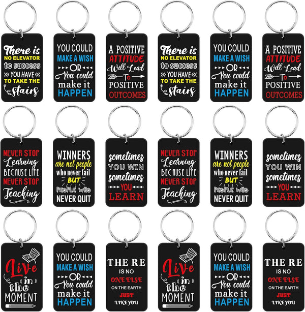 Funtery 18 Pcs Motivational Keychains, Bulk Inspirational Gifts for Employees, School Thank You for Coworkers