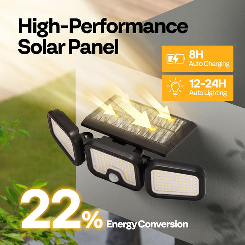 256 2500LM 3 IP65 270 VIVOHOME Solar Flood Lights Outdoor, LED Motion Sensor Lights, Adjustable Heads Security Lights