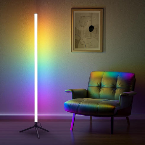 LED RGB Floor Lamp Smart Corner Standing Lamp with Music Sync APP and Remote Control Gaming Light for Bedroom Living