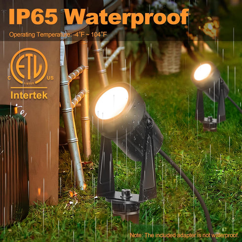 NEWKAZ 65.6FT IP65 18W 1800LM 3000K, Pack 6 Outdoor Landscape lighting Low Voltage, Wired LED Spot light with Plug