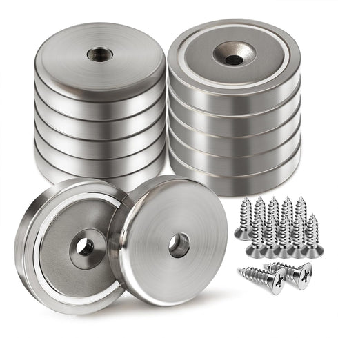 Strong Neodymium Disc Magnets with Countersunk Holes for DIY, Craft, Office, Building, Fridge - 1.4 inch x 7mm (12)