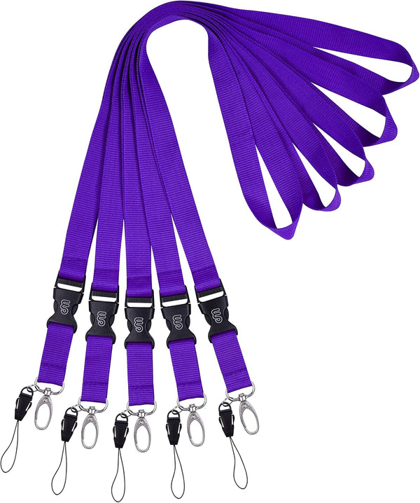 Wisdompro Office Lanyard, 5pcs 23 inch Polyester Neck Strap with Detachable Buckle for Phones, Purple