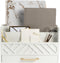 BLU MONACO White Wooden Desk Organizer with Gold Handle - Desk Organizers and Accessories for Home, Office, Classroom