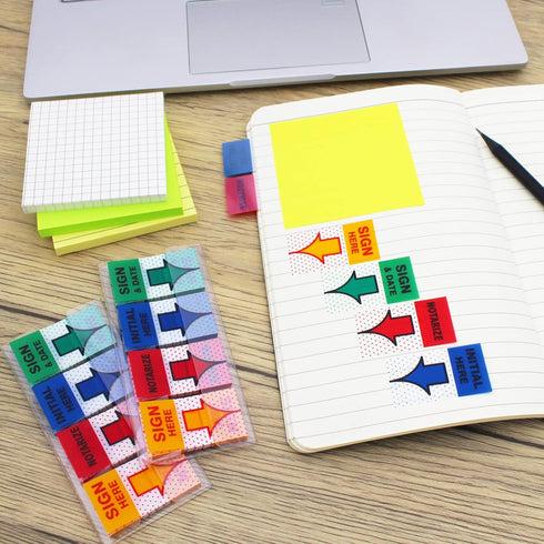 Message Flags Assorted Colors, "Sign Here"/"Notarize"/"Initial Here", 800 Pages Total, Easy to Post
