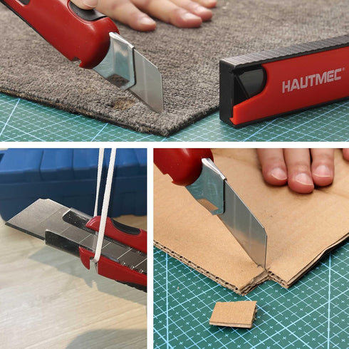 HAUTMEC 25mm Pro Heavy Duty Utility Knife with Extra 10PCS Rust Proof SK2H Blades, Autolock Slider for Industrial Use