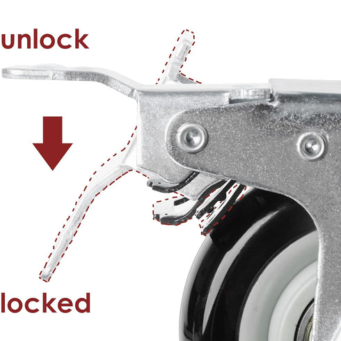 Finnhomy 5 Inch Heavy Duty Caster Wheels Set of 4 Plate Swivel Casters with Brake PU Wheels for Furniture/Workbench