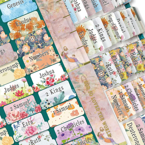 GZCQLKOR Bible Tabs,75 Tabs, Floral Theme Tabs for Women and Men Study Bible