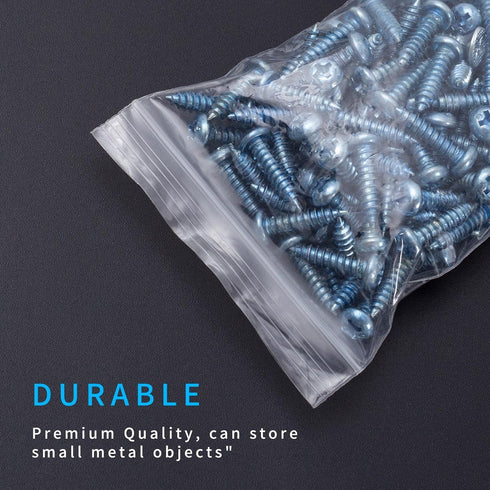 Small Plastic Bags, 400 PCS Mini Zip Lock Bags, 4 Assorted Sizes, Transparent Resealable Bags for Beads, Screws